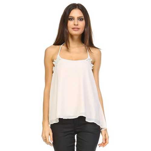 Women's Embroider Detail Halter Tank