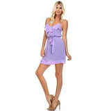 Women's Sleeveless V-Neck Ruffle Detail Dress