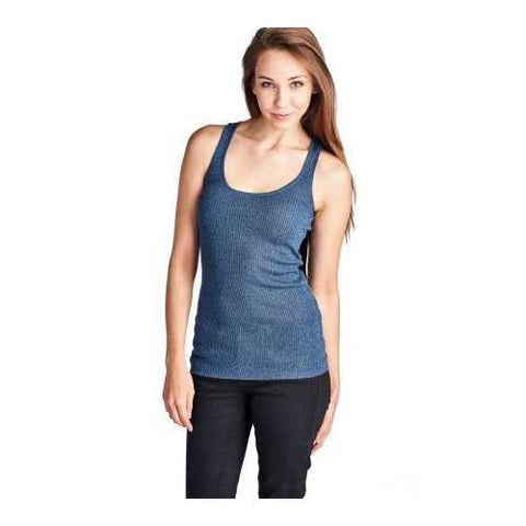 Women's Henley Tank with Lurex Thread