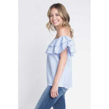 Women's Striped Off Shoulder Ruffle Stripe Blouse