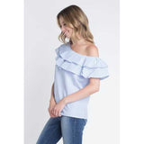 Women's Striped Off Shoulder Ruffle Stripe Blouse