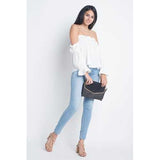 Women's Off Shoulder Ruffle Bardot Top