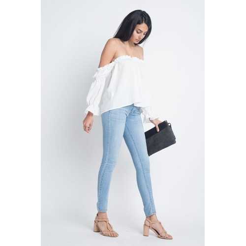 Women's Off Shoulder Ruffle Bardot Top