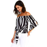 Women's Strapless Striped Bandage Blouse