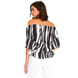 Women's Strapless Striped Bandage Blouse