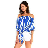 Women's Strapless Striped Bandage Blouse