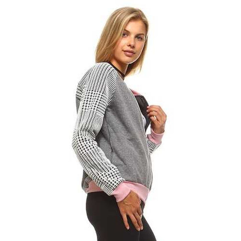 Women's Checkered Zip Up Bomber