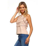 Women's Suede Fringe Laser Cut Tank Top