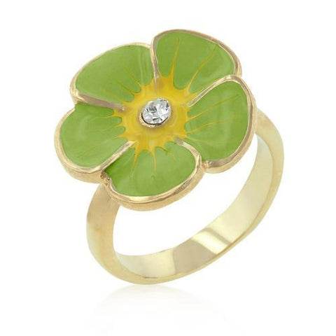 Light Green Enamel Floral Ring