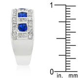 Blue and Clear Encrusted Rhodium Plated Ring