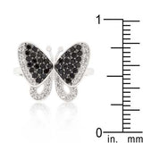 Black and White Cubic Zirconia Butterfly Ring