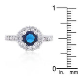Sapphire Blue Halo Engagement Ring