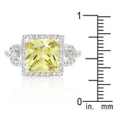Halo Style Princess Cut Peridot Cocktail Ring