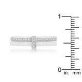White Ceramic Band Ring With Cubic Zirconia