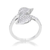 Liana 0.1ct CZ Rhodium Leaf Wrap Ring