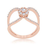 Joyce 0.4ct CZ Rose Gold Delicate Floral Wrap Ring