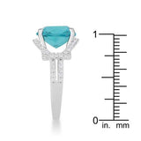 Charlene 6.2ct Aqua CZ Rhodium Classic Statement Ring