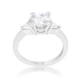 Shonda 1.8ct Clear CZ Rhodium Cushion Classic Statement Ring
