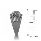 Shirah 0.75ct CZ Hematite Wide Statement Ring