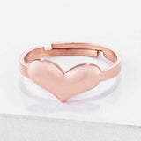 Stainless Steel Rose Goldtone Adjustable Heart Ring