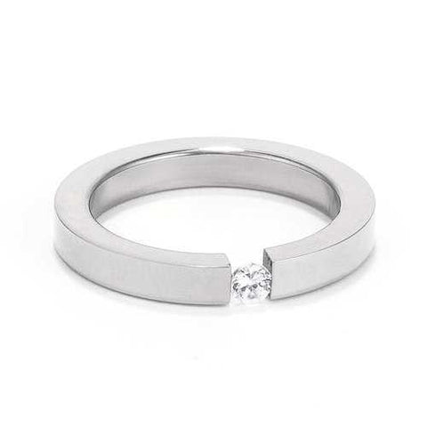 4MM Stainless Steel Floating Solitaire Ring