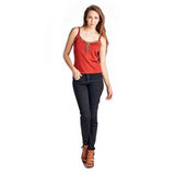 Women's Sweater Tank with Suede & Bead Trim