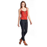 Women's Sweater Tank with Suede & Bead Trim